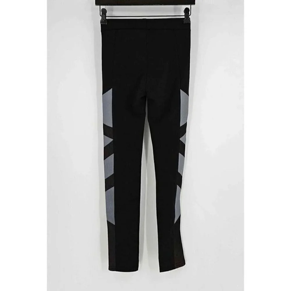 New Moda Age Black Gray Triangle Pattern Stretch Leggings Sz S/M